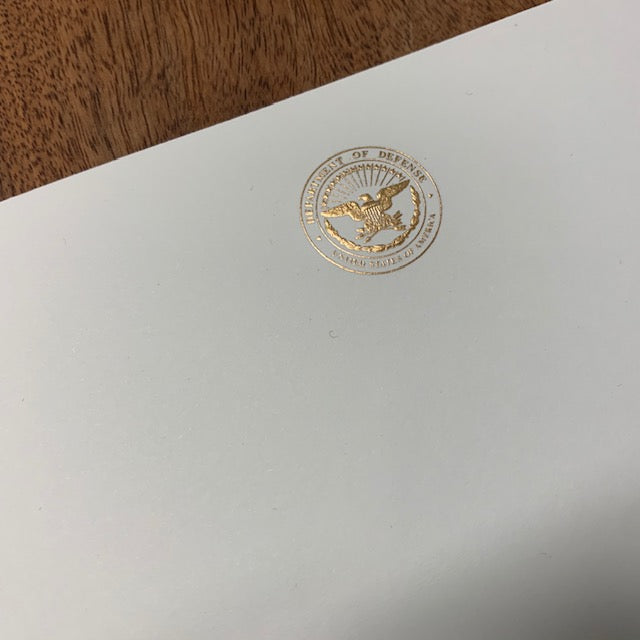 Bespoke Proof | Bahrain Embassy | Menu Card and Place Card with Gold Seal | Hand Engraved
