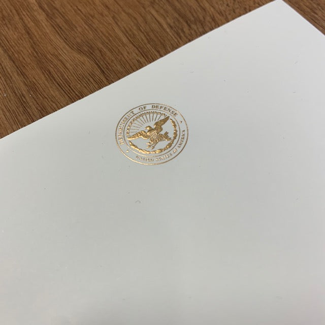 Bespoke Proof | Bahrain Embassy | Menu Card and Place Card with Gold Seal | Hand Engraved