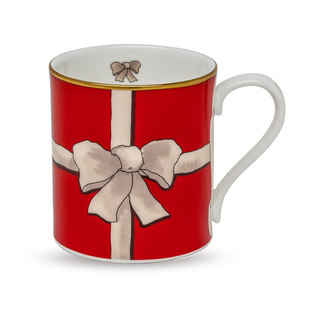 Halcyon Days Ribbon Mug in Red-Bone China-Sterling-and-Burke