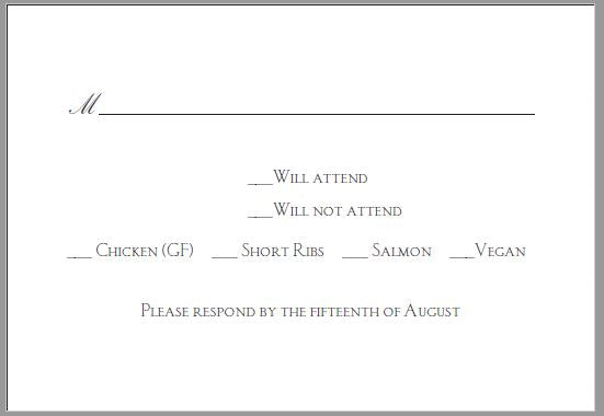 Bespoke Stationery | Mumford Wedding | Response Card | 200 Cards | Hand Engraved