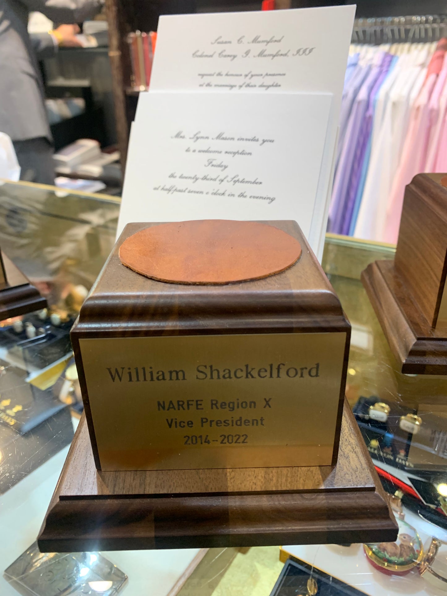 NARFE | Waterford Crystal Capitol Dome Awards with Engraved Plate on Natural Walnut Base