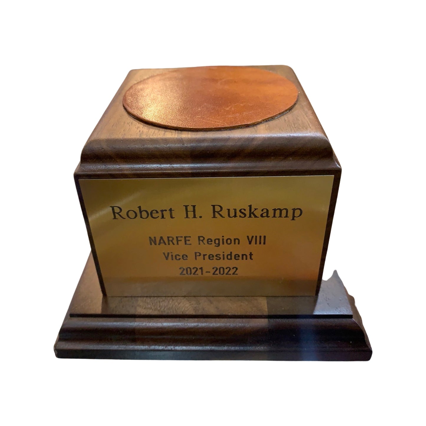 NARFE | Waterford Crystal Capitol Dome Awards with Engraved Plate on Natural Walnut Base