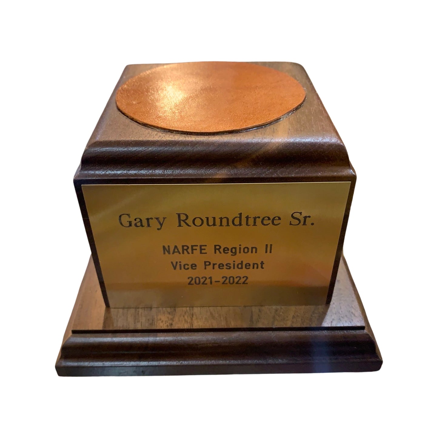 NARFE | Waterford Crystal Capitol Dome Awards with Engraved Plate on Natural Walnut Base