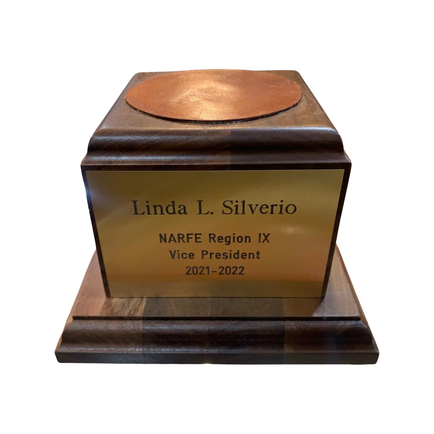 NARFE | Waterford Crystal Capitol Dome Awards with Engraved Plate on Natural Walnut Base