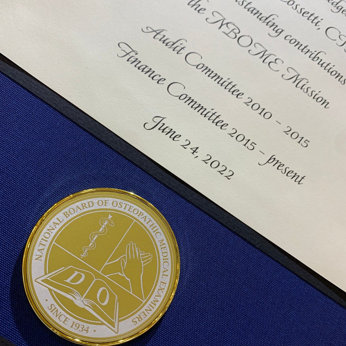 2022 Award for NBOME | Cossetti | Meritorious Service