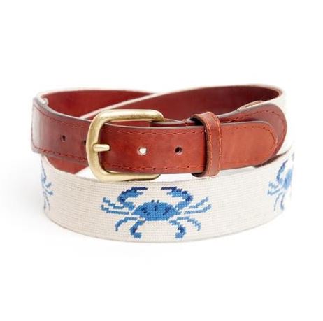Needlepoint Collection | Blue Crab Needlepoint Belt