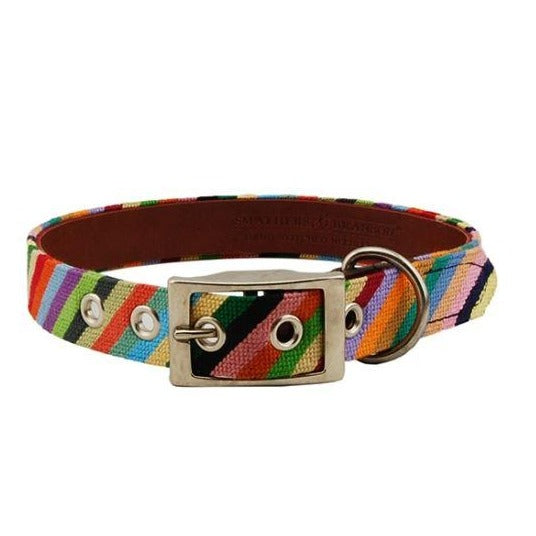 Needlepoint Dog Collar | Custom Size | Fun Collection | Parson Stripes Needlepoint Dog Collar