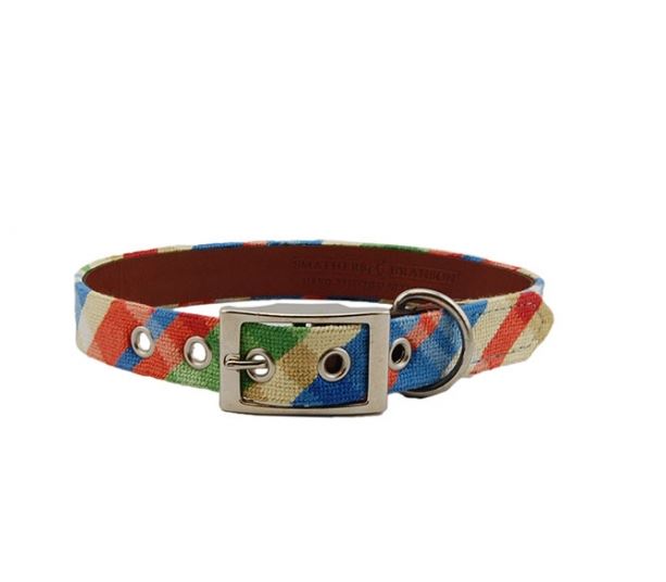 Needlepoint Dog Collar | Custom Size | Madras Plaid Collection | Madras Plaid Needlepoint Dog Collar