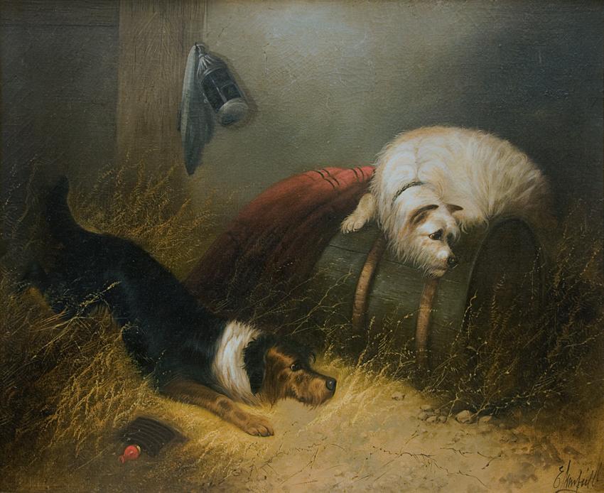 Antique Oil Painting | On the Prowl by Edward Armfield | 33" x 39 3/4"-Oil Painting-Sterling-and-Burke