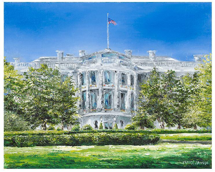 Art | The White House in Spring | Original Oil Painting by Claire Howard | 18" x 24"-Oil Painting-Sterling-and-Burke