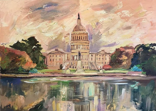 October Capitol | US Capitol in Washington, DC | Original Oil and Acrylic Painting by Zachary Sasim | 40" by 30" | Commission