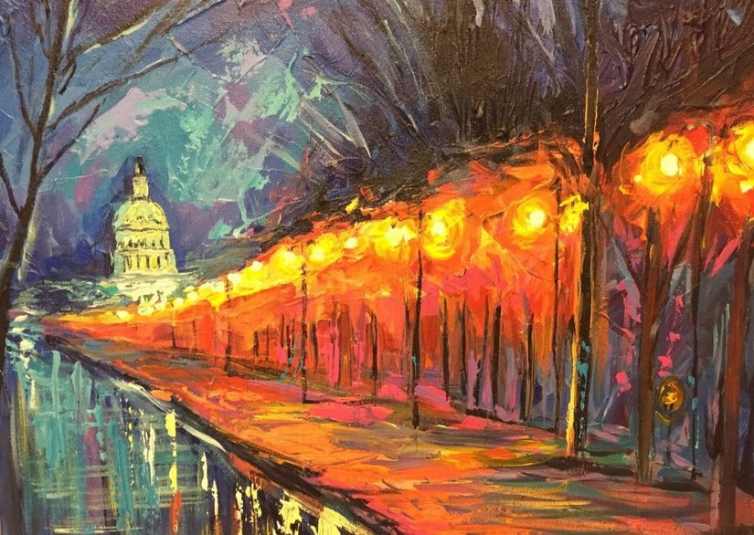 Capitol Building Art | Washington, DC Art | Original Oil and Acrylic Painting on Canvas by Zachary Sasim | 24" by 30" | Commission