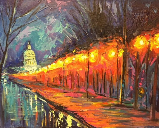 Capitol Building Art | Washington, DC Art | Original Oil and Acrylic Painting on Canvas by Zachary Sasim | 24" by 30" | Commission