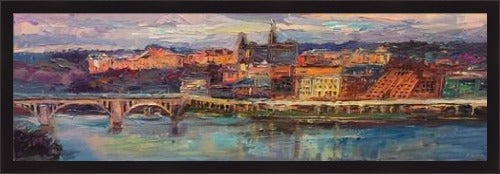 Georgetown Panorama | Georgetown University | Washington, DC Art | Original Oil and Acrylic Painting on Canvas by Zachary Sasim | 12" by 36" | Commission
