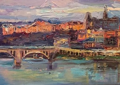 Special Rush Commission | Georgetown University Panorama | Original Oil and Acrylic Painting on Canvas | Custom Message