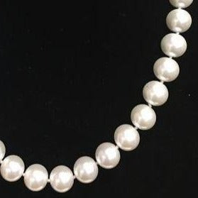 Pearl Necklace | Salt Water Pearls | Single Strand | Hand Knotted Pearls | 18" Necklace | 9-10mm | Silver Clasp | Ivory