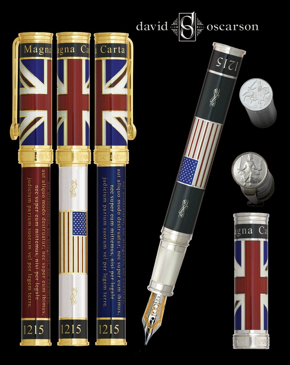 Bespoke Luxury Pens ~ Magna Carta Fountain Pen ~ Gold and White Enamel ~ Custom Writing Instruments ~ Hand Manufactured by David Oscarson