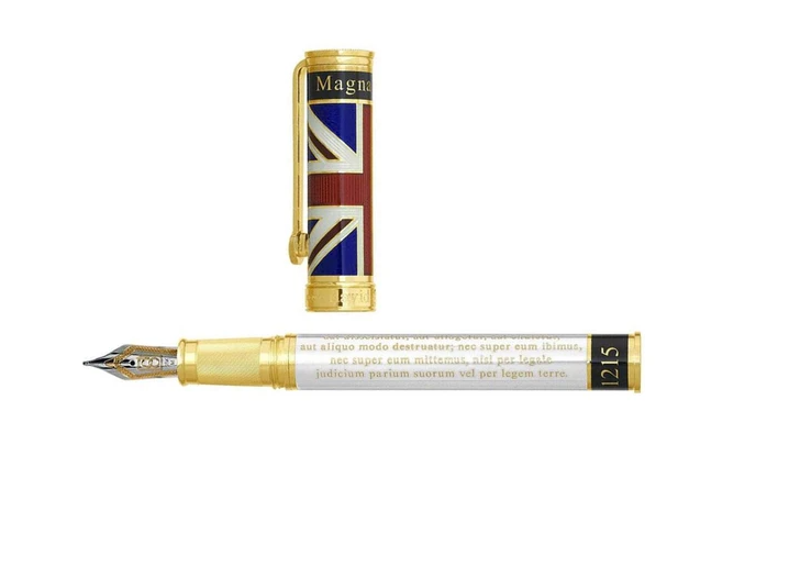 Bespoke Luxury Pens ~ Magna Carta Fountain Pen ~ Gold and White Enamel ~ Custom Writing Instruments ~ Hand Manufactured by David Oscarson
