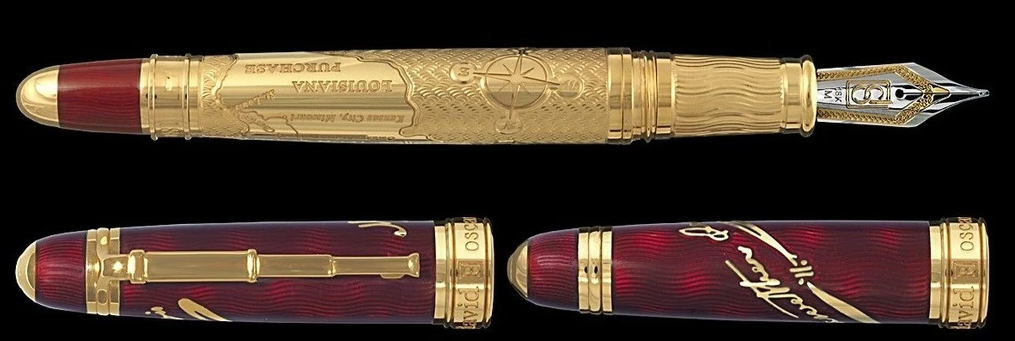 Bespoke Luxury Pens ~ Clark Fountain Pen ~ Gold and Red Enamel ~ Custom Writing Instruments ~ Hand Manufactured by David Oscarson