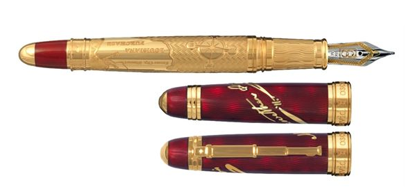 Bespoke Luxury Pens ~ Clark Fountain Pen ~ Gold and Red Enamel ~ Custom Writing Instruments ~ Hand Manufactured by David Oscarson
