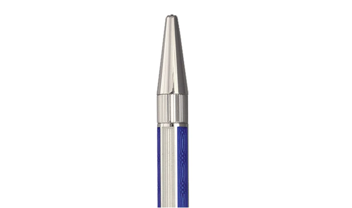 Bespoke Luxury Pens ~ Sterling Silver and Federal Blue and White Enamel Ball Point ~ Custom Writing Instruments ~ Hand Manufactured in America by David Oscarson