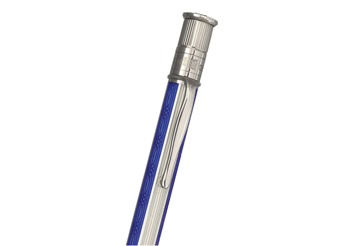 Bespoke Luxury Pens ~ Sterling Silver and Federal Blue and White Enamel Ball Point ~ Custom Writing Instruments ~ Hand Manufactured in America by David Oscarson