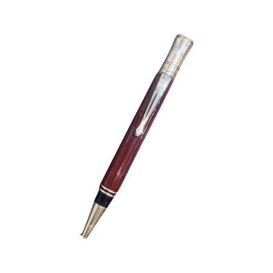 Custom Ballpoint Pens | Gold Trim and Dark Burgundy | Black Leather Case | Made in America | Charing Cross & Co.