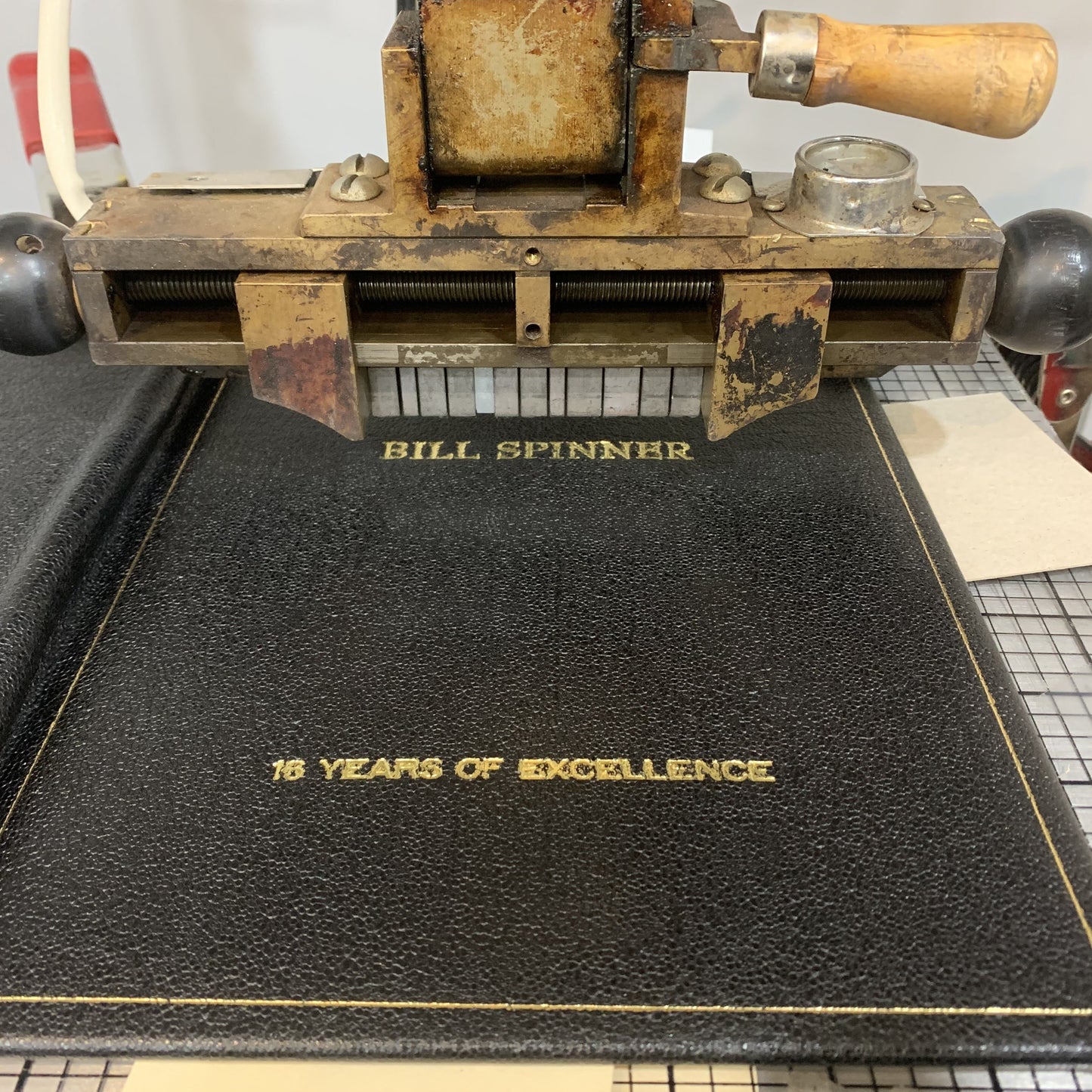 16 Years of Service Book for The Pierre | 10 by 8 inches | 4 Lines of Gold Text on Embossed Calf | Blank Pages | Charing Cross