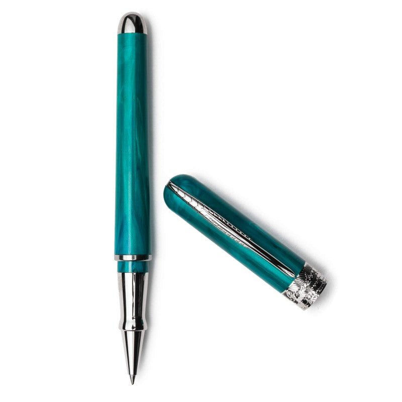 Pineider Pens | Avatar UR Roller Ball Pen | Turquoise Body with Palladium (Silver) Trim | 5 7/8"