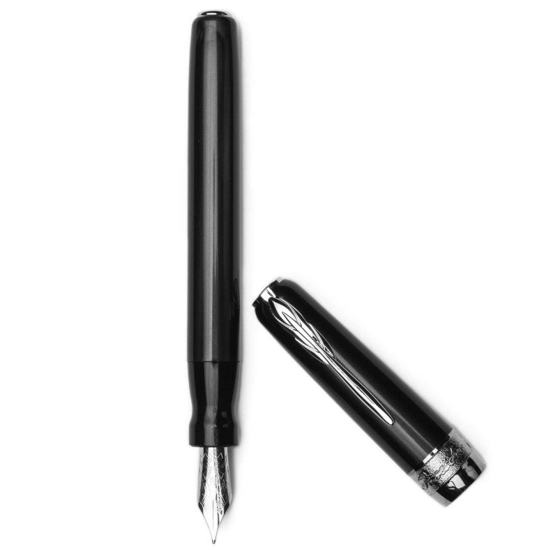 Pineider Pens | Full Metal Jacket Movie Fountain Pen | Ash Grey / Light Grey Body with Palladium (Silver) Trim and a Steel Nib | 5 5/8" Length Capped
