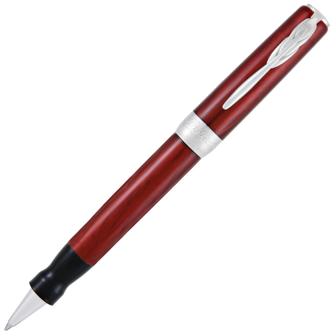 Pineider Pens | Full Metal Jacket Movie Roller Ball Pen | Republican Red Pen with Palladium (Silver) Trim | 5.5" Length