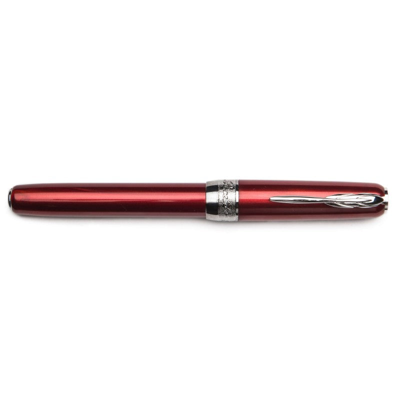 Pineider Pens | Full Metal Jacket Movie Roller Ball Pen | Red / Army Red Pen with Palladium (Silver) Trim | 5.5" Length