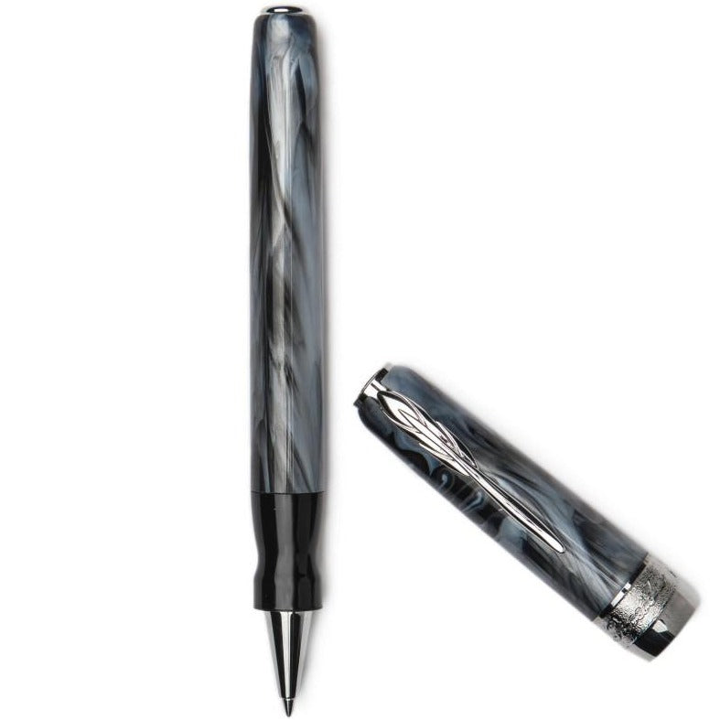 Pineider Pens | Full Metal Jacket Movie ROLLER BALL PEN | Dark GREY Pen with Palladium (Silver) Trim | 5.5" Length