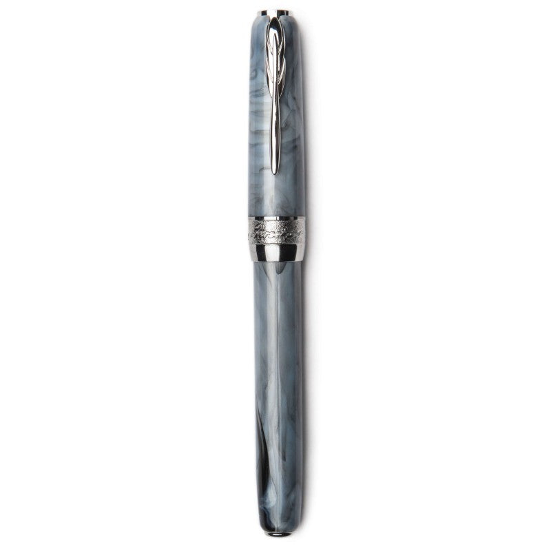 Pineider Pens | Full Metal Jacket Movie Roller Ball Pen | Democratic Blue Pen with Palladium (Silver) Trim | 5.5" Length