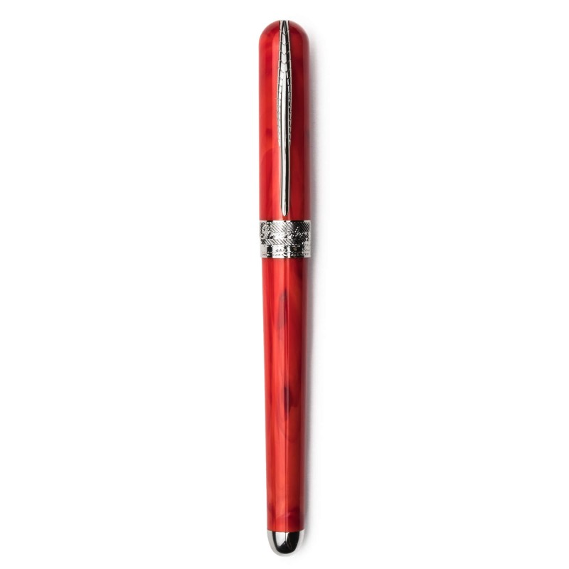 Pineider Pens | Avatar UR Roller Ball Pen | Real Red Pen with Palladium (Silver) Trim | 5 7/8"