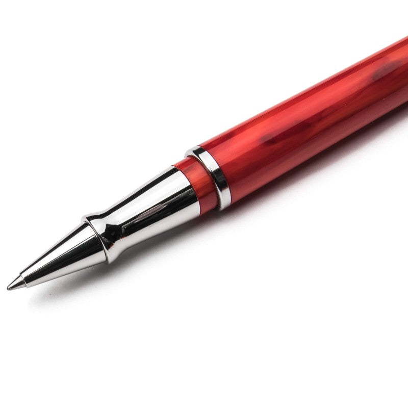 Pineider Pens | Avatar UR Roller Ball Pen | Real Red Pen with Palladium (Silver) Trim | 5 7/8"