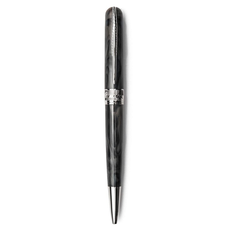 Pineider Pens | Avatar UR Ball Point Pen | Black Pearl (Dark Grey) Pen with Palladium (Silver) Trim | 5 3/8"
