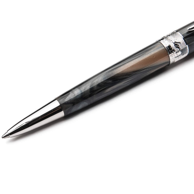 Pineider Pens | Avatar UR Ball Point Pen | Black Pearl (Dark Grey) Pen with Palladium (Silver) Trim | 5 3/8"