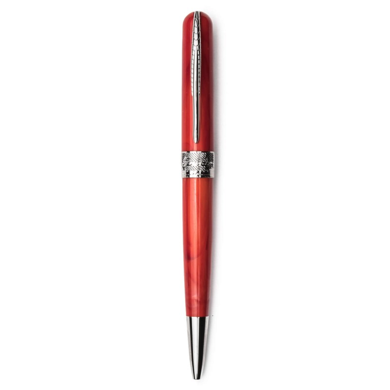 Pineider Pens | Avatar UR Ball Point Pen | Red Pearl Pen with Palladium (Silver) Trim | 5 7/8"