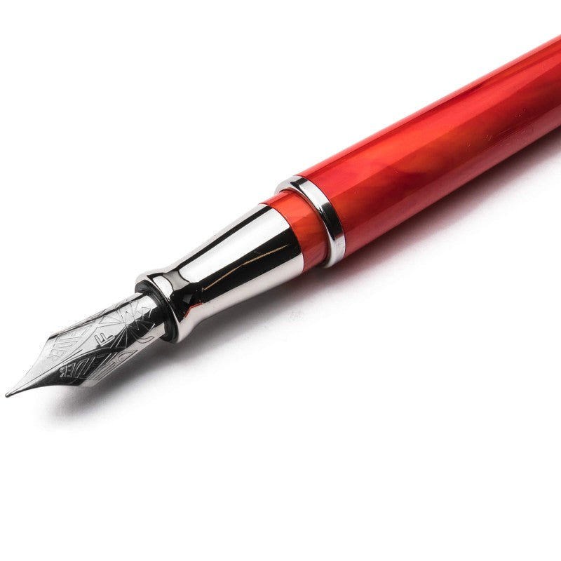 Pineider Pens | Avatar UR Fountain Pen | Real Red Body with Palladium (Silver) Trim and a Steel Nib | 5 7/8" Length Capped