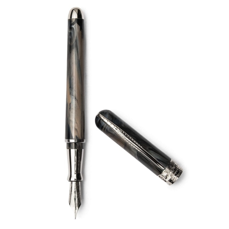 Pineider Pens | Avatar UR Fountain Pen | Raice Bronze Body with Palladium (Silver) Trim and a Steel Nib | 5 7/8" Length Capped