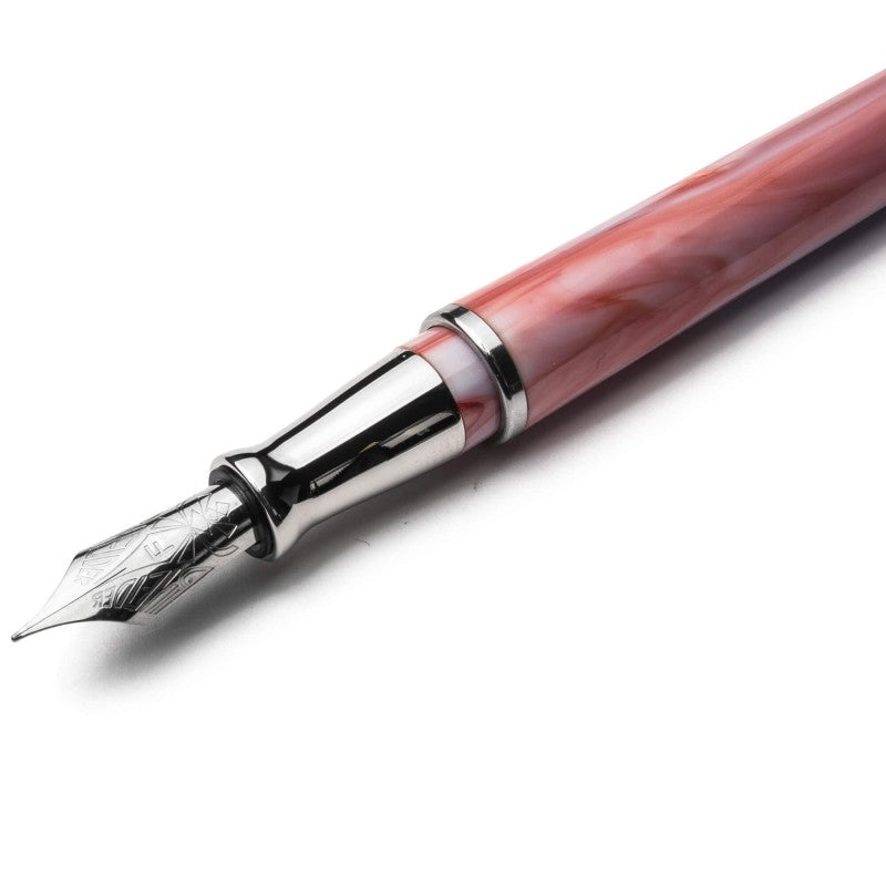 Pineider Pens | Avatar UR Fountain Pen | Pretty Pink Body with Palladium (Silver) Trim and a Steel Nib | 5 7/8" Length Capped