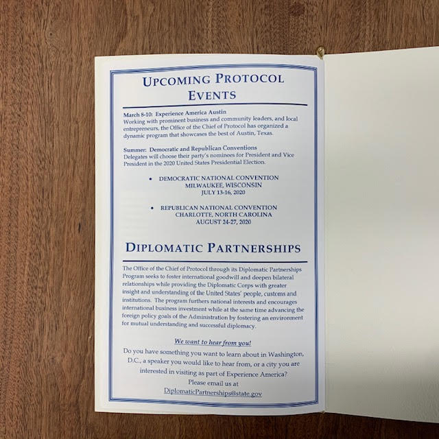 Program Cover | White House Seal | Gold Engraved Custom Seal on Cover | Highest Quality Engraving | Diplomatic Program Folder