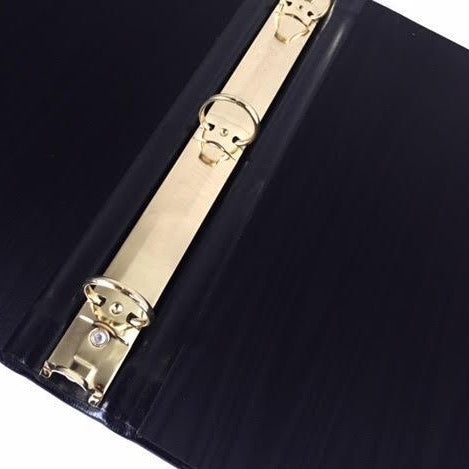 Ring Binder | Black Leather | Gold Tooling | Funeral Guest Book | Calf Leather Condolence Book | Funeral Registry | Sympathy Book | Made in England | Charing Cross-Guest Book-Sterling-and-Burke