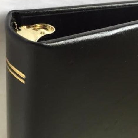 Ring Binder | Black Leather | Gold Tooling | Funeral Guest Book | Calf Leather Condolence Book | Funeral Registry | Sympathy Book | Made in England | Charing Cross-Guest Book-Sterling-and-Burke