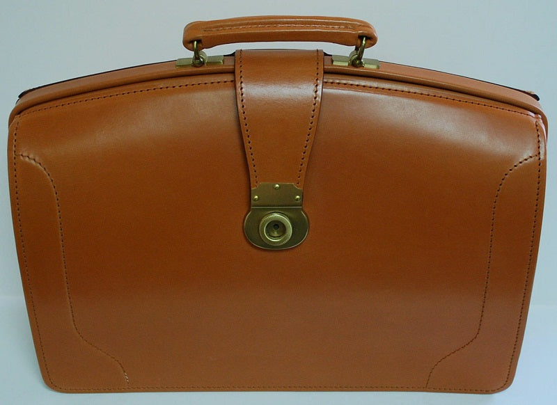 Top Frame Briefcase | Papworth Style | English Bridle Hide | Bespoke Production | Special 3 Position Round Lock | Hand Stitched | Made in England