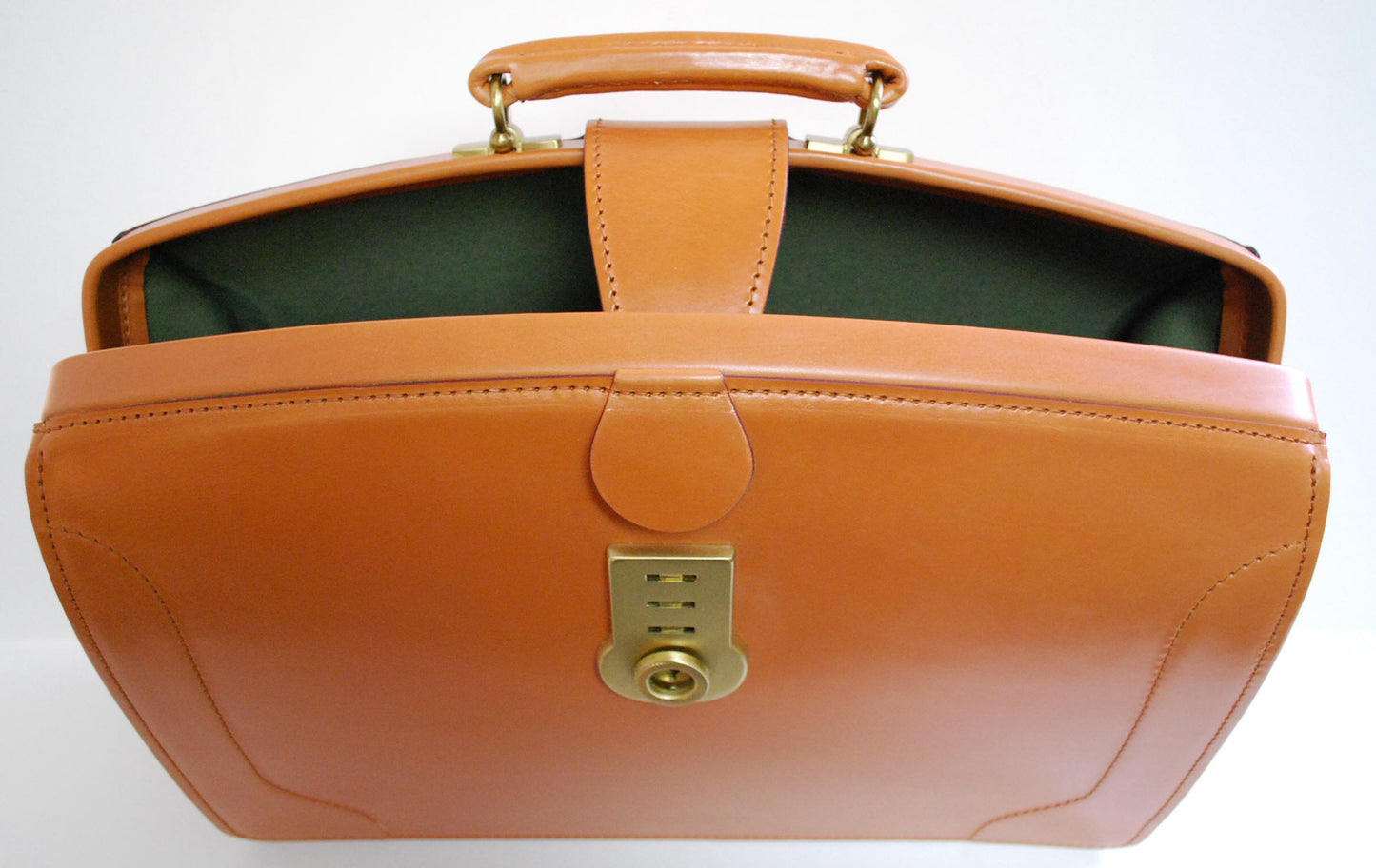 Top Frame Briefcase | Papworth Style | English Bridle Hide | Bespoke Production | Special 3 Position Round Lock | Hand Stitched | Made in England