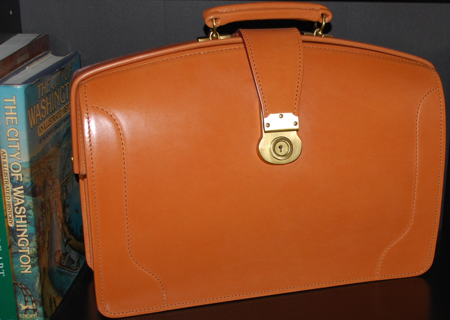 Top Frame Briefcase | Papworth Style | English Bridle Hide | Bespoke Production | Special 3 Position Round Lock | Hand Stitched | Made in England