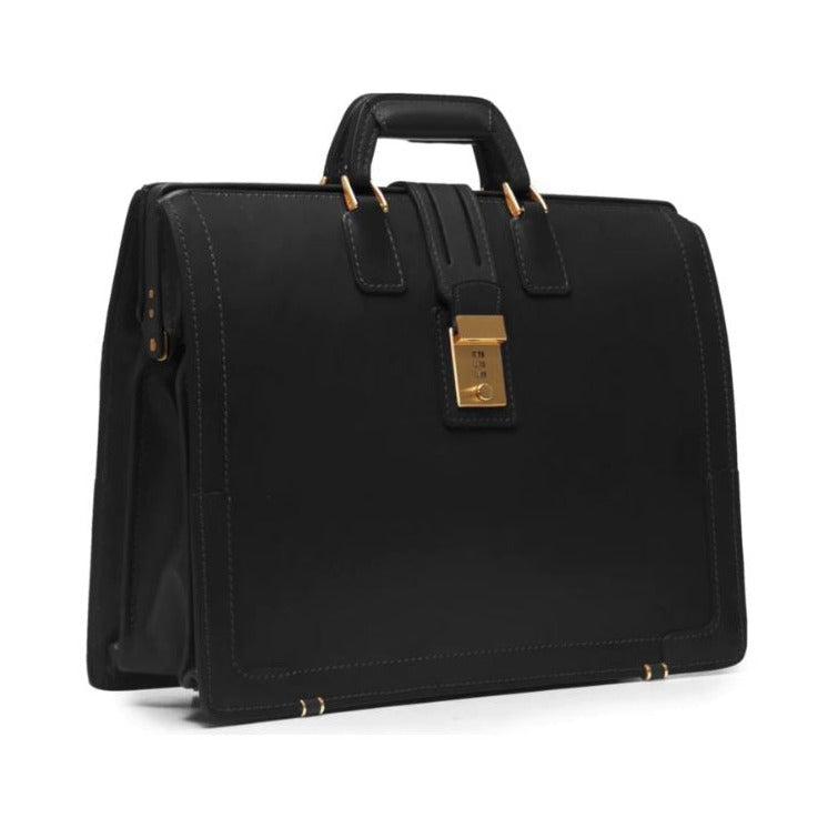 Churchill | Classic Top Frame Leather | Korchmar Lawyers Briefcase | Tan and Black
