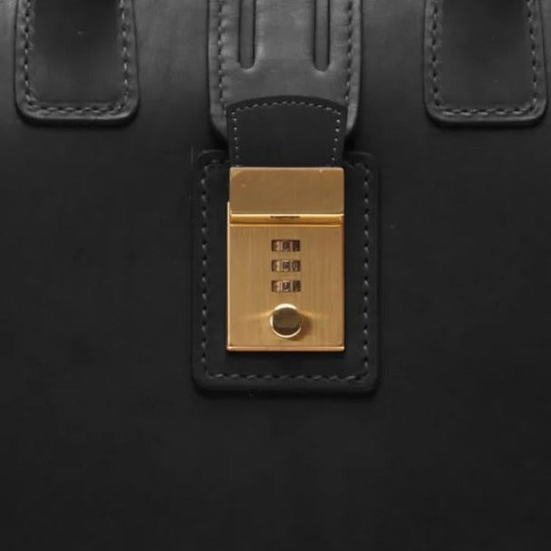 Churchill | Classic Top Frame Leather | Korchmar Lawyers Briefcase | Tan and Black